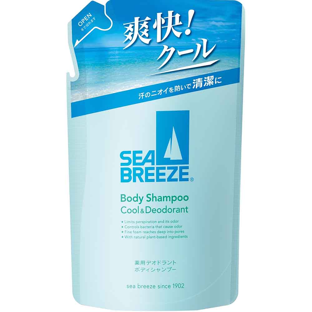 【3個セット】シーブリーズ ボディシャンプー クール＆デオドラント つめかえ用 330ml 12373<br>詰替え 殺菌 防臭 汗のニオイ クール 植物性 毛穴 清潔 メンソール スッキリ シーブリーズ