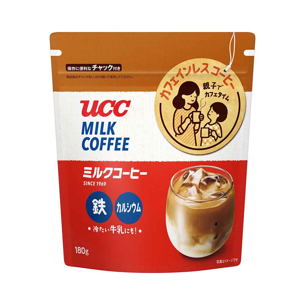 【6個】UCC ミルクコーヒー 袋 180g <br>UCC インスタントコーヒー プレミックス ミルクコーヒー 袋タイプ 鉄 カルシウム カフェインレス 手軽 牛乳 ミルクコーヒー