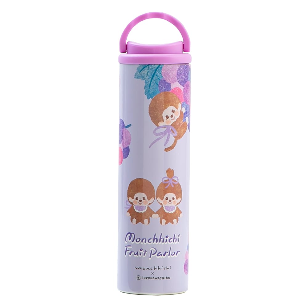 【倉庫登録】【2個セット】氷のうアイススティック　モンチッチ　取っ手付き <br>暑さ対策 氷のう 取っ手付き 持ち手付き 真空断熱構造 二重構造 水筒型 かわいい モンチッチ グレープ バナナ 【B】