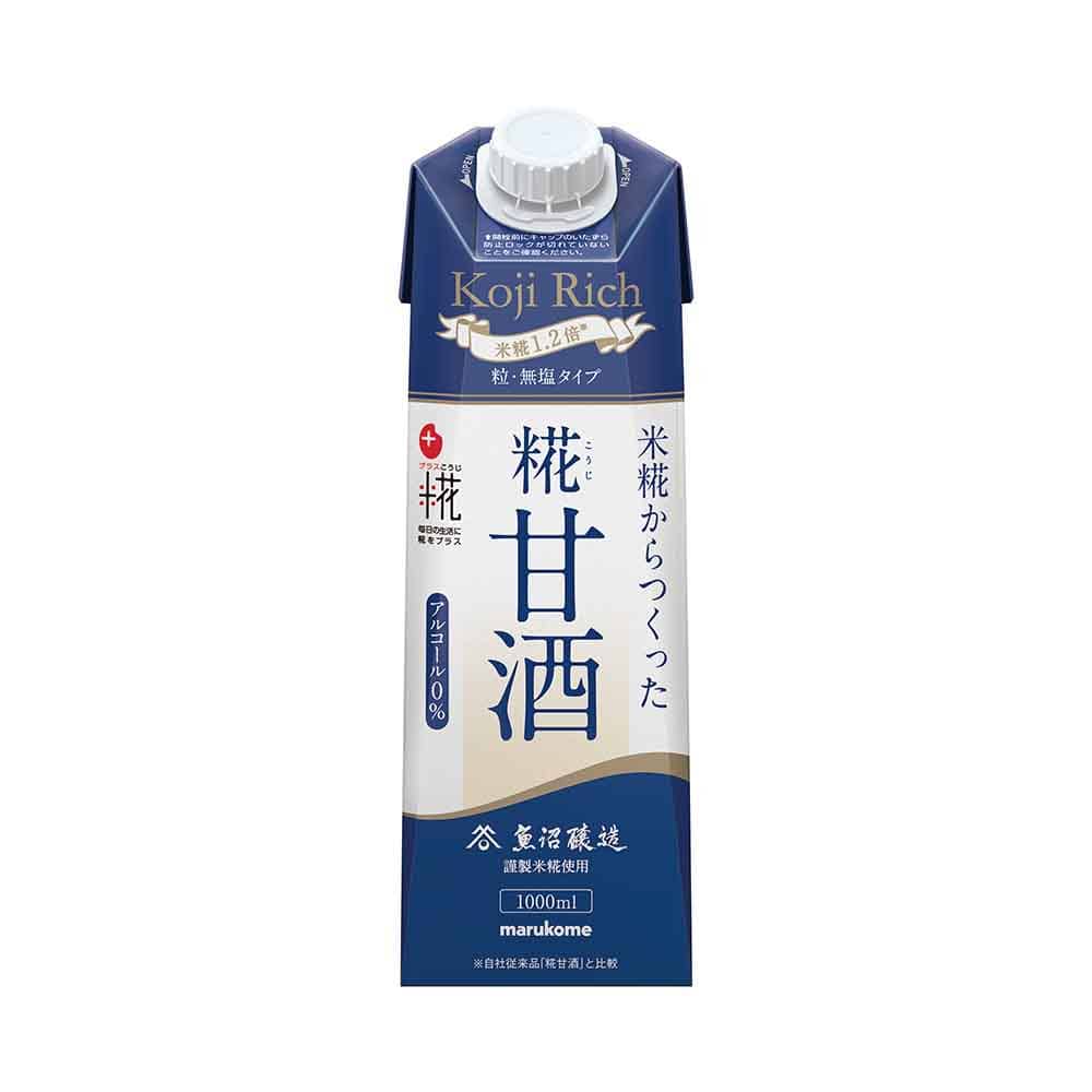 【6本】プラス糀 糀甘酒LL 1000ml リッチ粒 <br>あまざけ プラス糀 糀甘酒 マルコメ 米麹 紙パック リッチ粒 無塩タイプ 1リットル マルコメ