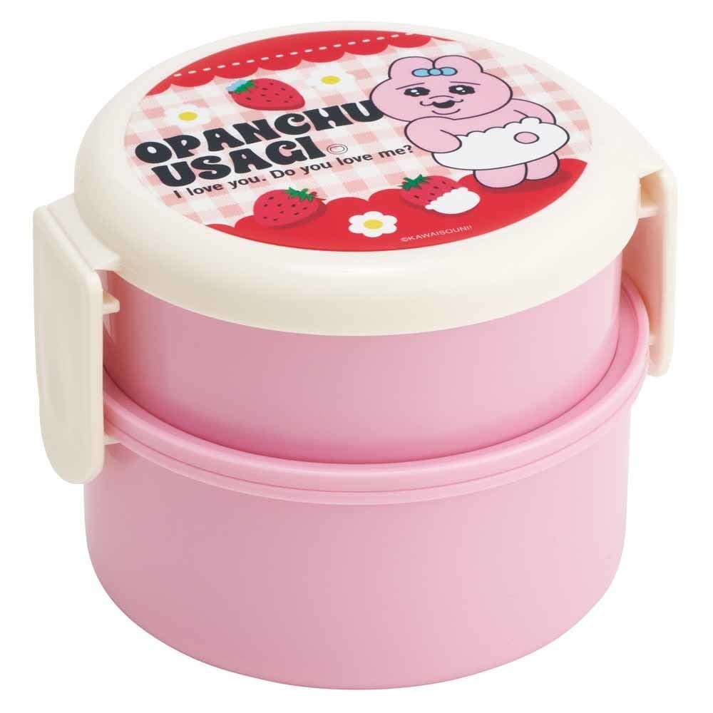 丸型2段ランチボックス 500ml <br>弁当 子供 大人 2段 コンパクト フォーク グッズ 少 キャラ かわいい スケーター