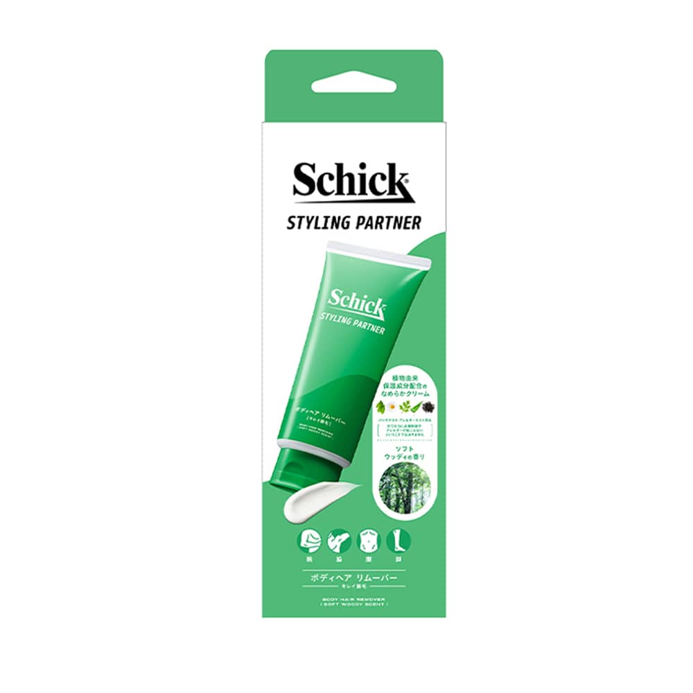 スタイリングパートナー ボディヘアリムーバー  Schick シック 自然由来 ソフトウッディ 体毛 ボディケア 除毛剤 除毛クリーム 植物由来保湿成分配合 肌にやさしい シック キレイ除毛 しっかり除毛