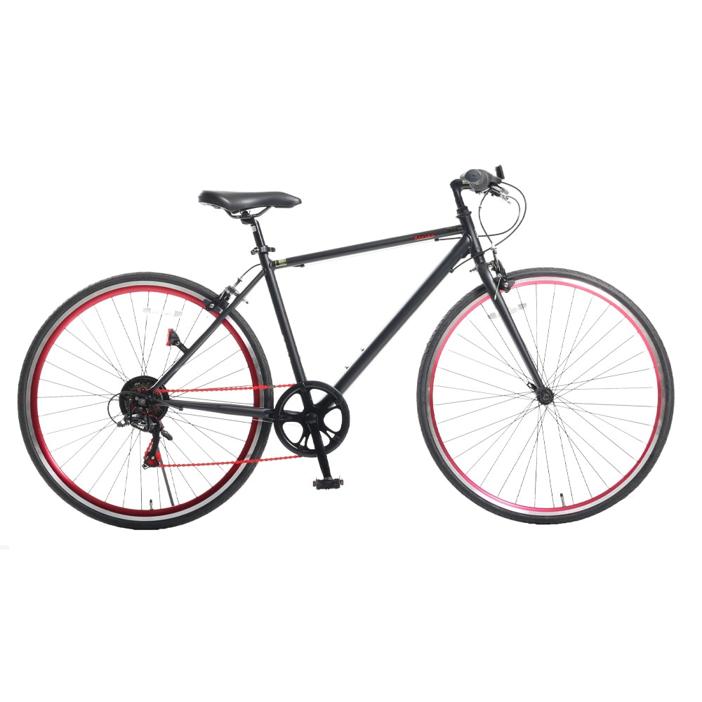 クロスバイクカイザー 700×28C クロスバイク 700C 変速付き自転車 カラーチェーン カラーリム アルマイト 自転車 目立つ 入門編自転車 マットブラック/ゴールド マットブラック/レッド マットブラック/パープル マットブラック/ブルー【TD】 【代引不可】