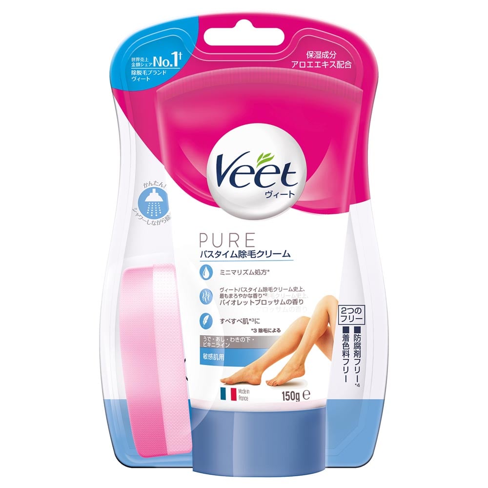 【3個】ヴィート ピュア バスタイム除毛クリーム  レキットベンキーザー Veet ヴィート ムダ毛処理 除毛 簡単 クリーム 敏感肌 ヴィート 敏感肌用 しっかり除毛
