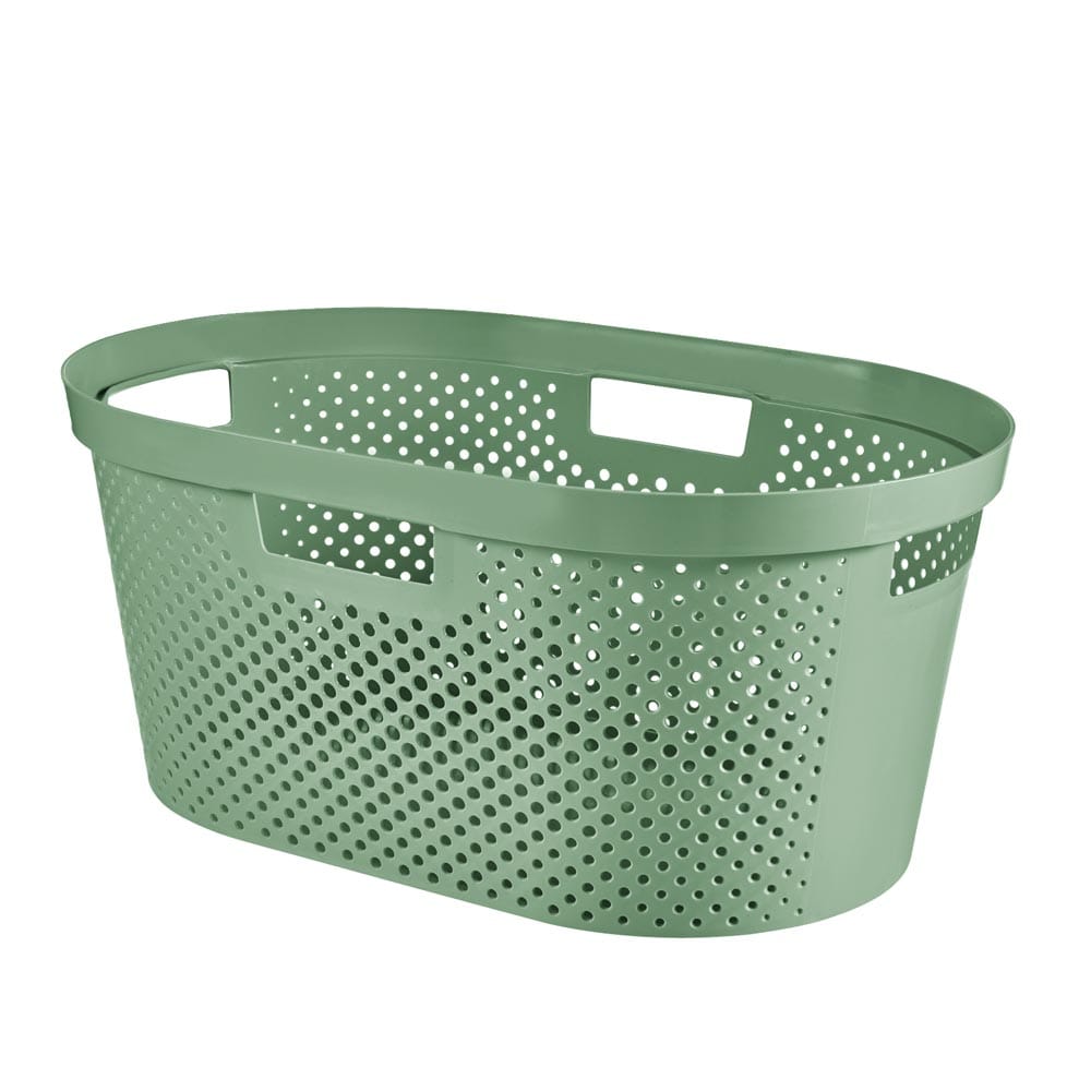 Infinity(インフィニティ) ランドリーバスケット40L CV-073 収納 バスケット ランドリー リビング おしゃれ 雑貨 シンプル CURVER ダークグレー ホワイト グリーン