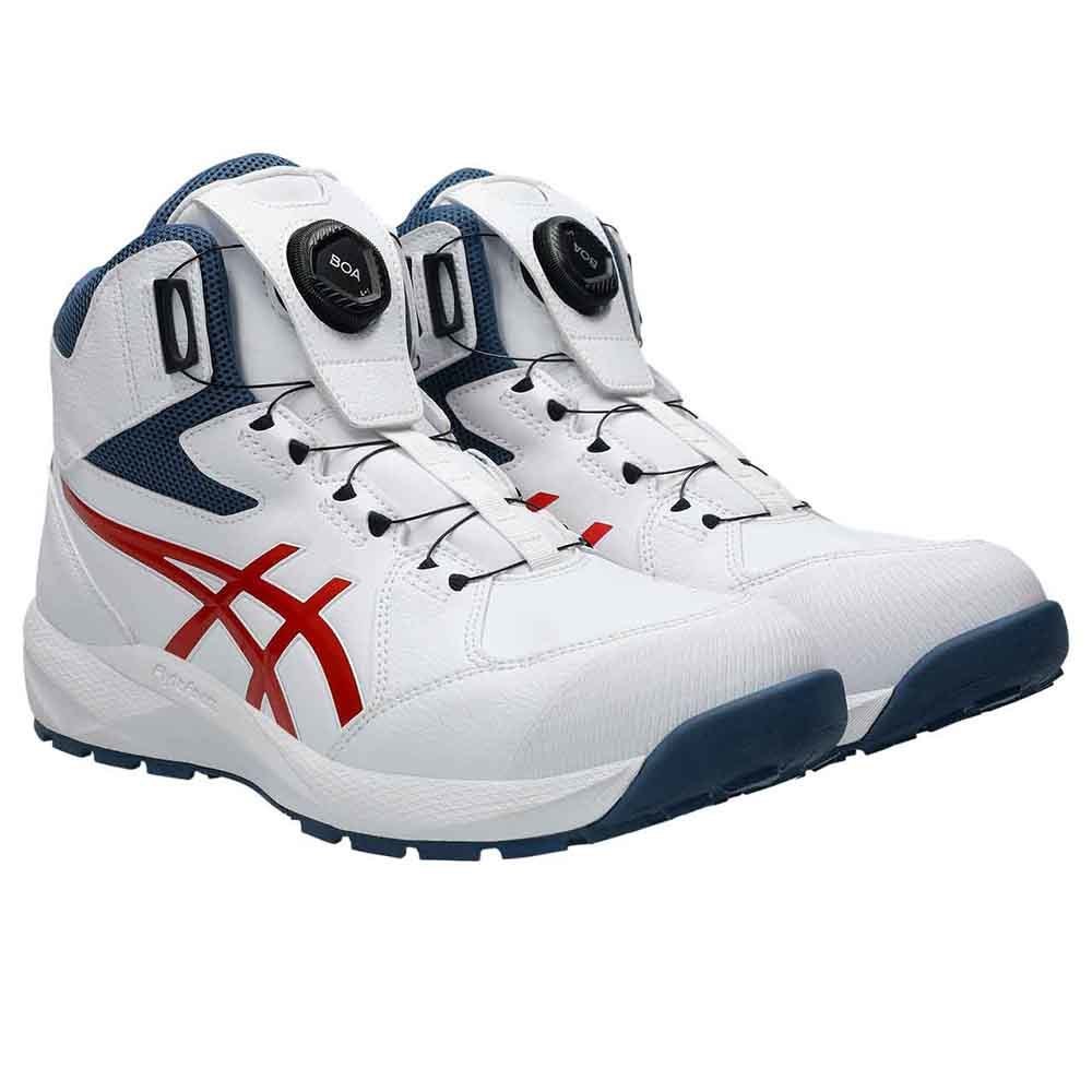 安全靴 ホワイト／チェリートマト CP314-100 アシックス ASICS ボア BOA 安全靴 セフティースニーカー プロスニーカー JSAA規格 軽量 履き心地 ウィンジョブ