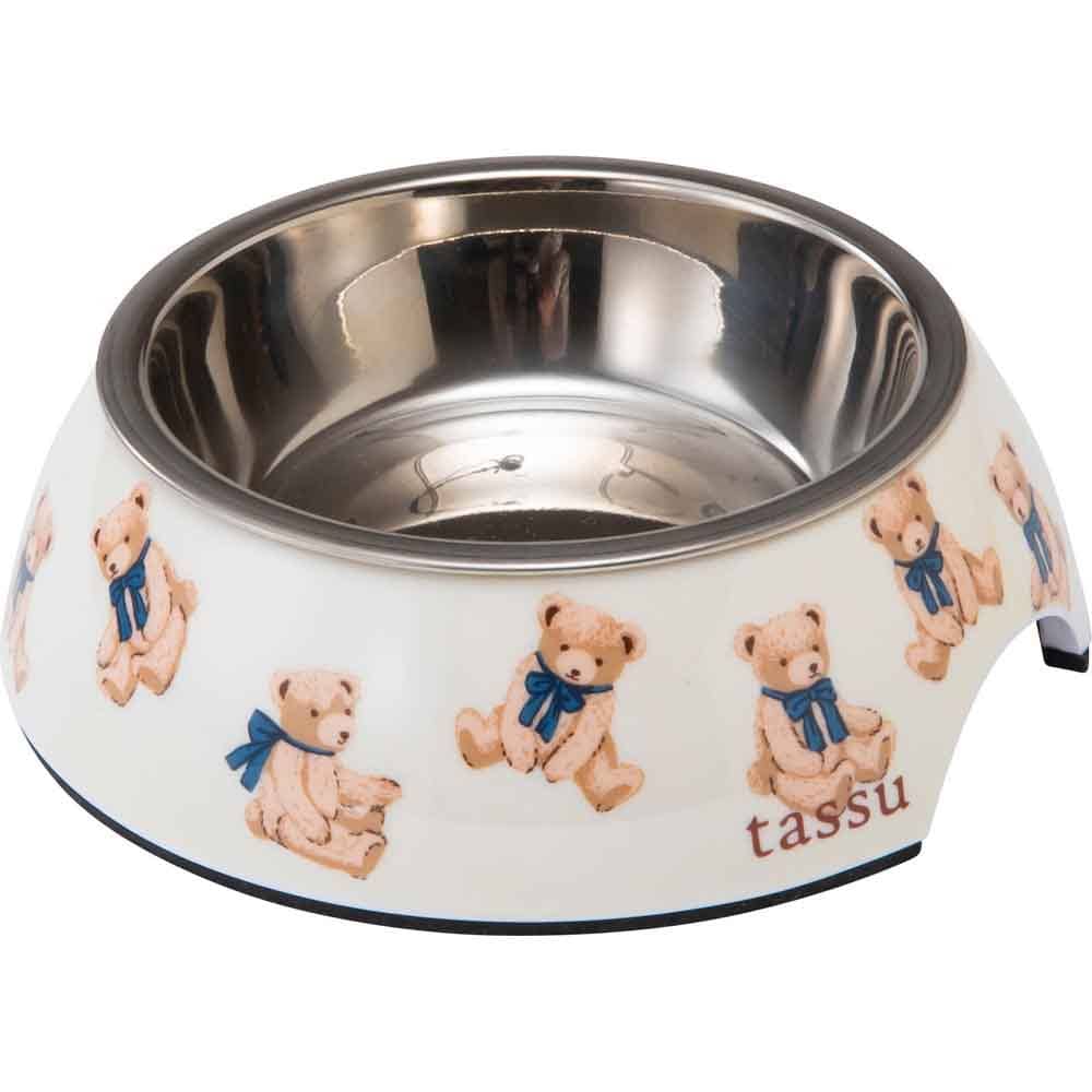 ペットフードボウルS 168-6214A-1 ペット用品 食器 フードボウル 小型犬 洗いやすい テディベア 犬 猫 取り外し 滑り止め tassu テディベア柄アイボリー テディベア柄ピンク 小花柄ベージュ 小花柄グレー