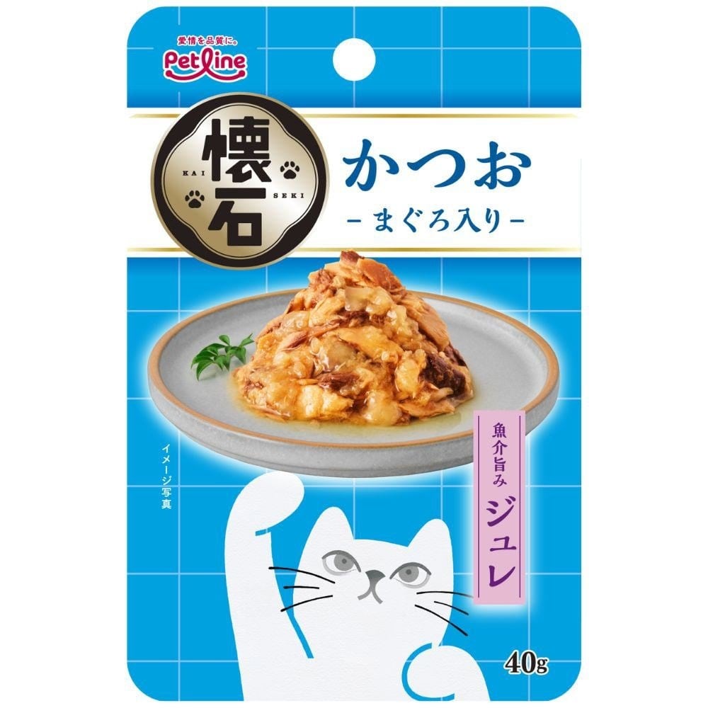 レトルト ジュレ かつお キャットフード ウェットフード 成猫用 おかず 健康維持 少量 水分補給 懐石 まぐろ入り ささみとまぐろ入り