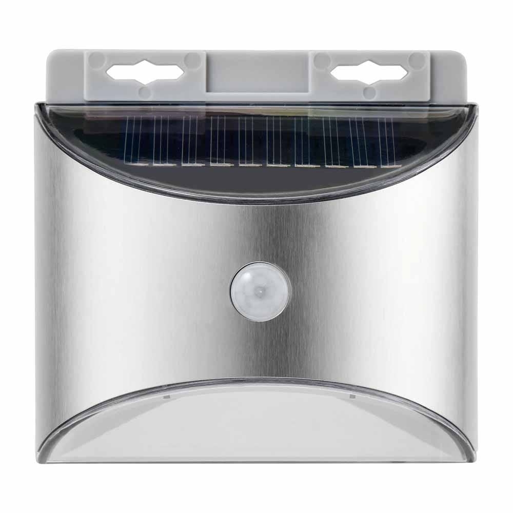 ステンレスウォールライト 小型 ESL-KS100SL<br>ELPA エルパ 防犯用品 センサーライト 屋外用ライト ソーラー式 ウォールライト 玄関灯 デザイン性 下方向照射 防水 朝日電器株式会社