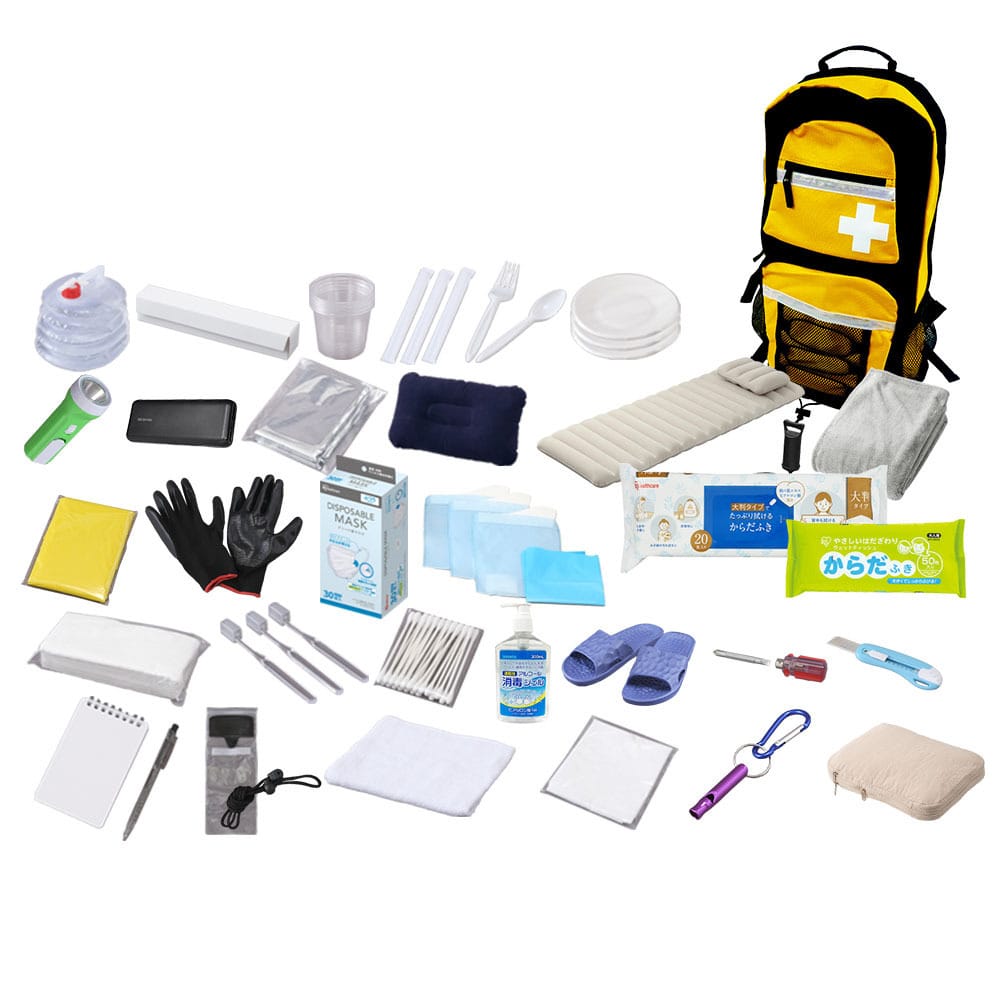 防災グッズ セット 33点 防災リュック 防災セット 1人用 アイリスオーヤマ 防災 避難グッズ ウォータータンク エアーベッド 災害用 非常用持ち出し袋 給水タンク 災害グッズ 避難リュック 防災用品 非常用トイレ 一人用 ONSP033 *
