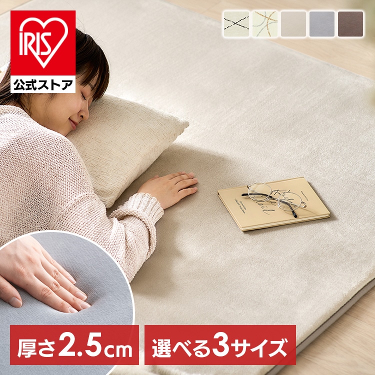 ラグ 1.5畳 2畳 3畳 カーペット ラグマット 絨毯 厚手 2.5cm おしゃれ シンプル オールシーズン ホットカーペット対応 防音 滑り止め付き こども ペット 一人暮らし リビング アイリスオーヤマ ふっくらウレタンラグ ORG-25C [new08]