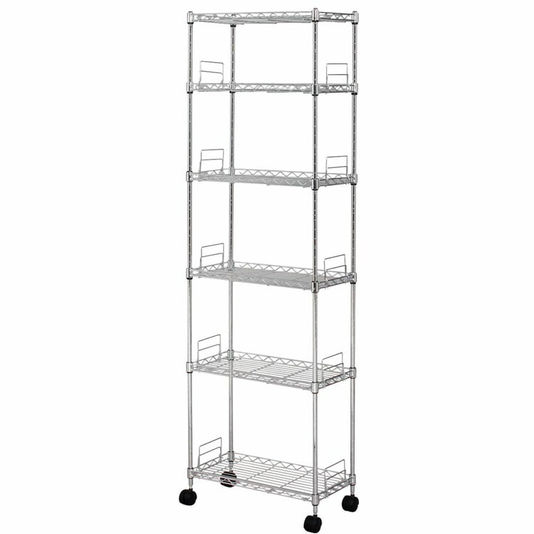【幅25cmタイプ】メタルスリム MK-2514N(棚板6枚) スチールラック メタルラックパーツ 隙間 隙間収納 キャスター付き キャスター 金属製ラック ルミナス クロムメッキ フリーラック 新生活 アイリスオーヤマ