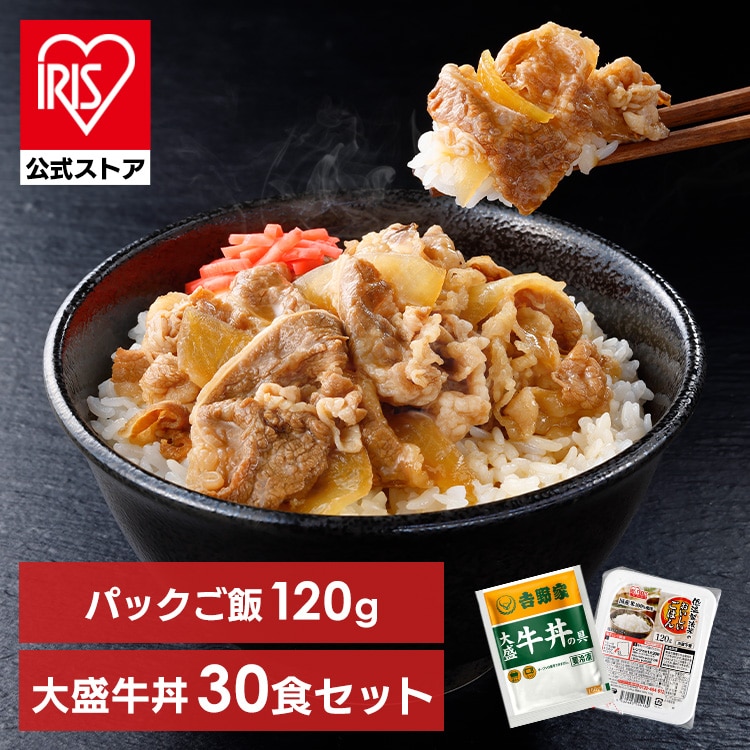 牛丼 冷凍牛丼 おかず 仕送り 冷凍食品 吉野家 牛丼の具 大盛 160g 30食セット パックご飯 120g×40パック 牛丼 冷凍 30食 冷凍 冷食