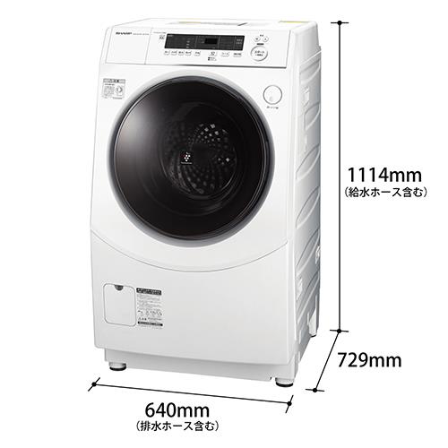 SHARP ES-S7F-WL WHITE ドラム式洗濯乾燥機-