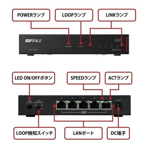 バッファロー(BUFFALO) LXW-2G5 全ポート2.5Gbps対応 スイッチングハブ 5ポート