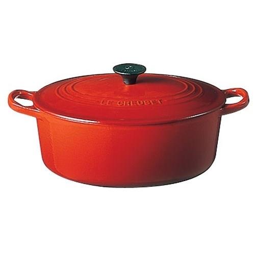 ル・クルーゼ(LE CREUSET) ココット オーバル IH対応 両手鍋 25cm 2502-25 チェリーレッド