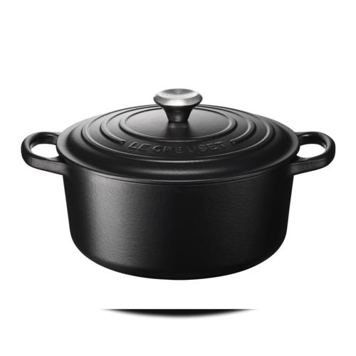 ル・クルーゼ(LE CREUSET) 【日本正規品】鋳物ホーロー鍋 両手鍋 シグニチャー ココット ロンド22cm MBK ブラック ガス/IH対応
