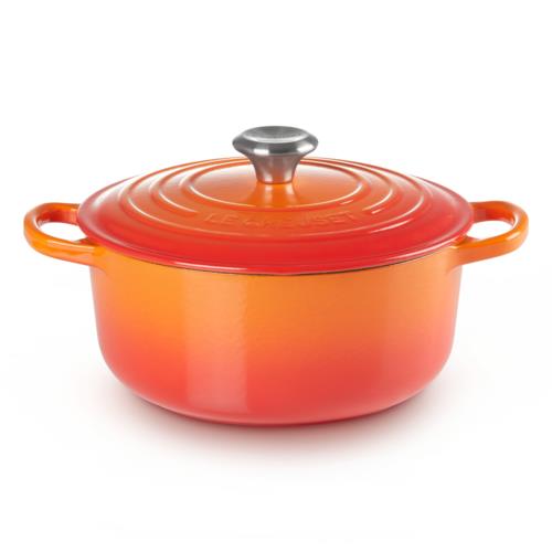 ル・クルーゼ(LE CREUSET) 【日本正規品】鋳物ホーロー鍋 両手鍋 シグニチャー ココット ロンド22cm オレンジ SSツマミ
