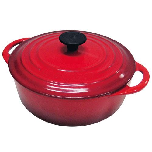 ル・クルーゼ(LE CREUSET) ココット ビス ロンド IH対応 両手鍋 18cm チェリーレッド