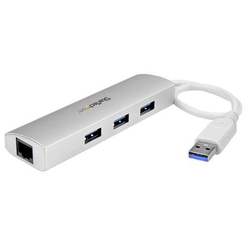 StarTech(スターテック) ST3300G3UA シルバー 3ポート ポータブル USB 3.0ハブ