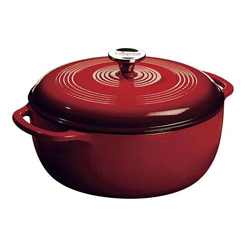 ロッジ(lodge) EC6D43 レッド エナメルダッチオーブン 6クォート