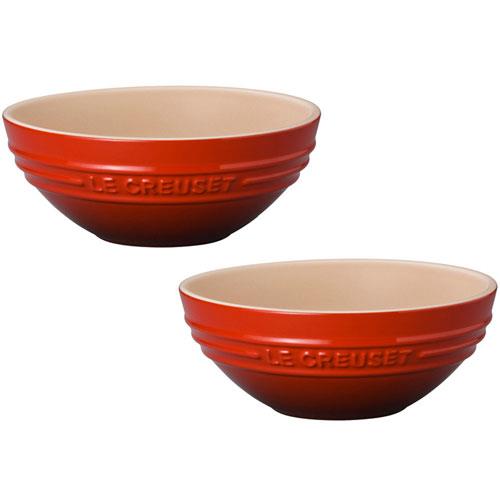 ル・クルーゼ(LE CREUSET) 【日本正規販売品】マルチボールセット 15 cm 2個入 チェリーレッド 耐熱 耐冷 電子レンジ対応 オーブン対応 食洗機可