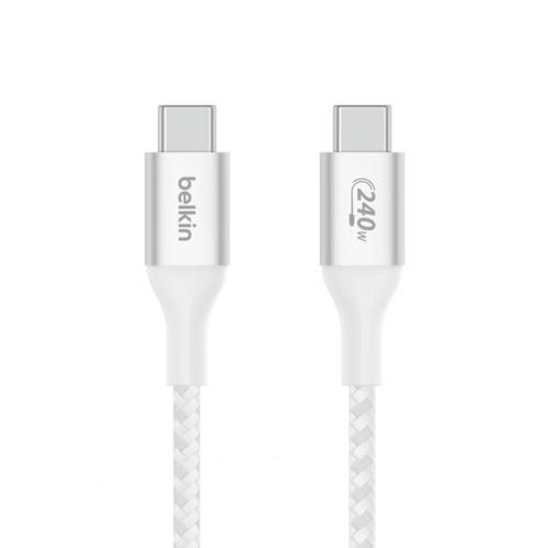 BELKIN CAB015BT1MWH ホワイト USB-C to USB-C Cable 240W 編組ケーブル 1m