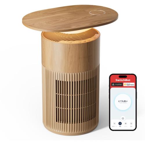 SwitchBot(スイッチボット) SwitchBot 空気清浄機 Table W5302312 ナチュラルウッド　サイドテーブル　ムードライト　ワイヤレス充電器　適用床面積　～25畳