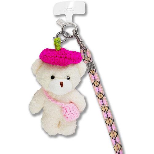 Sonix(ソニックス) UNIVERSAL PHONE CROSSBODY STRAP WITH PLUSH ANIMAL PINK TEDDY ピンクテディ ショルダーストラップ  ぬいぐるみ 308002A001