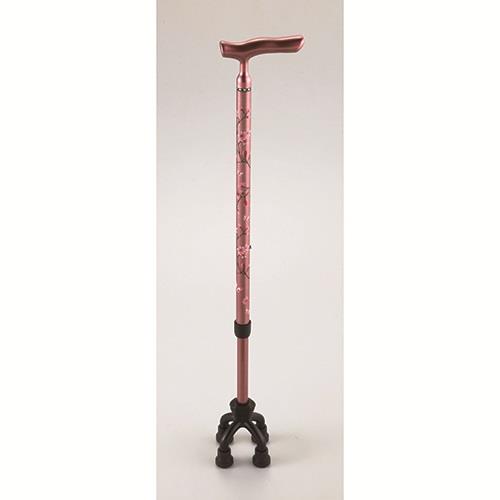 島製作所 アルミMIX四点可動式スモールタイプ75MA カーボン製四点杖 75MA-C1 桜柄ローズピンク 長さ 62.5～88cm