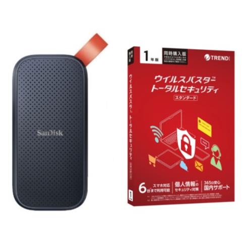 SDSSDE30-1T00-J27 ポータブルSSD 1TB + ウイルスバスター トータルセキュリティ スタンダード 1年版 同時購入用セット