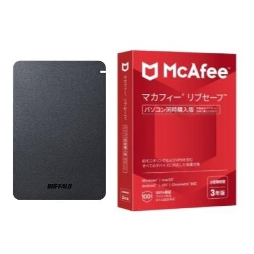 HD-PGF4.0U3-GBKA ブラック ポータブルHDD 4TB USB3.1 Gen1 /3.0/2.0接続 耐衝撃 + マカフィー リブセーフ 3年 同時購入版