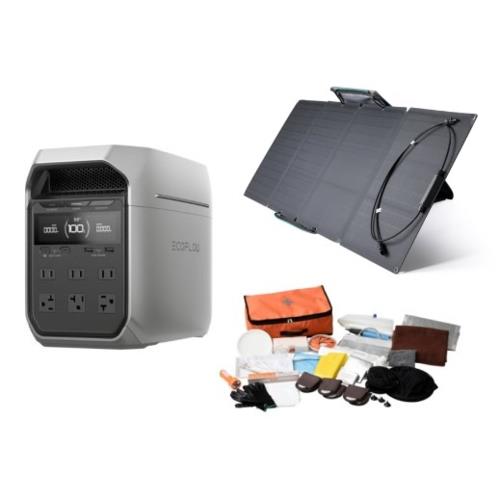 エコフロー(EcoFlow) EcoFlow DELTA 3 Plus ポータブル電源 1024Wh + 110Wソーラーパネル + 車中泊用防災バッグ 簡易避難セット 25点 セット