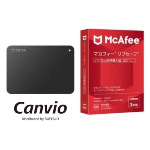 東芝(TOSHIBA) HD-TPA1U3-B Canvio ポータブルHDD 1TB + マカフィー リブセーフ 3年 同時購入版 セット