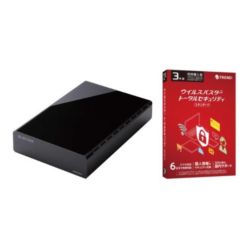 エレコム(ELECOM) ELD-HTV040UBK 外付けハードディスク 4TB + ウイルスバスター トータルセキュリティ スタンダード 3年版 同時購入用 セット