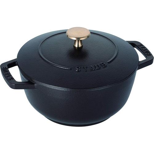 ストウブ(staub) Wa-NABE ワナベ ブラック Mサイズ 18cm 両手鍋 IH対応