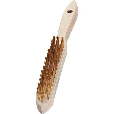 LESSMANN 105431 剣先3行 木柄ハンドブラシ 真鍮メッキ線