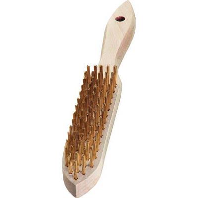 LESSMANN 105451 剣先5行 木柄ハンドブラシ 真鍮メッキ線