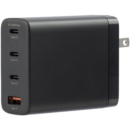 GREEN HOUSE(グリーンハウス) GH-JD4GA-BK ブラック 4ポートAC充電器 100W