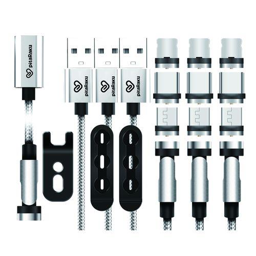 クマザキエイム pitaRaku ピタラク 魔法のスマホ充電ケーブル シルバー PRS-01S