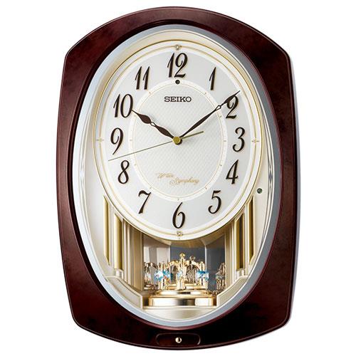 セイコー(SEIKO) AM265B 濃茶マーブル塗装光沢仕上げ アミューズ 電波掛け時計
