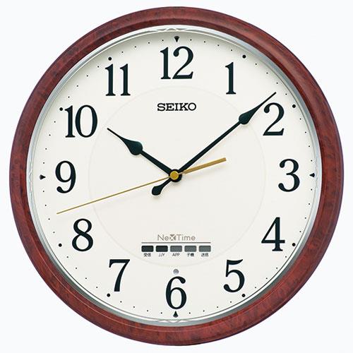セイコー(SEIKO) ZS256B 茶木目模様 光沢仕上げ ネクスタイムシリーズ 電波掛け時計