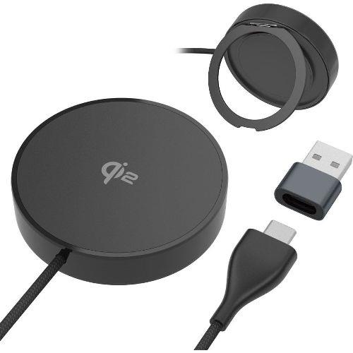 多摩電子工業 TWC64K ブラック Qi2対応 マグネット式ワイヤレス充電器 2in1