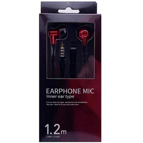 オズマ ESM-SP101KR レッド ステレオイヤホンマイク インナーイヤータイプ 1.2m