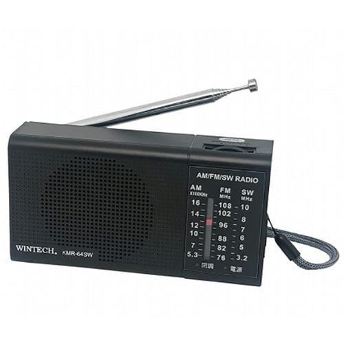 WINTECH KMR-64SW AM/FM/SWポータブルラジオ 短波放送対応 片耳イヤホン付属 単三電池×2本(別売)