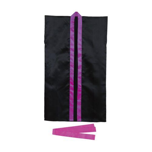 アーテック サテンロングハッピ 黒 紫襟 Sハチマキ付 4565 [運動会][発表会][応援][応援団][チーム][ダンス][装飾][衣装][法被][半纏][エイサー][よさこい][お祭り][祭]