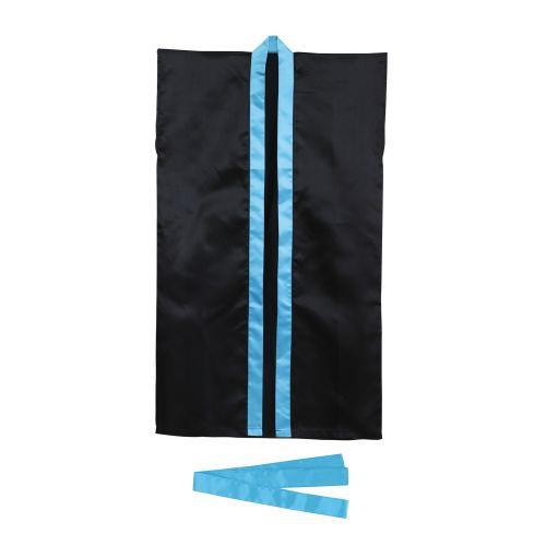 アーテック ソフトサテンロングハッピ J 黒/青襟 ハチマキ付 14851 [運動会][発表会][応援][応援団][チーム][ダンス][装飾][衣装][法被][半纏][エイサー][よさこい][お祭り][祭]