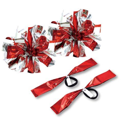 アーテック ハンドフリーチアポンポン名札付 レッドシルバー 18113 [運動会][ポンポン][ダンス][チアリーダー][チア][キラキラ][応援][応援団][お遊戯会][発表会]