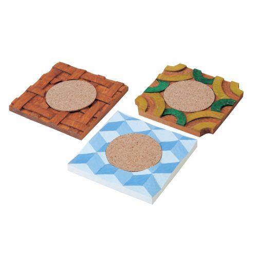 アーテック 木彫コースター3枚組 30618 [コースター][木彫材][彫刻][デザイン][美術][図工][工作][クラフト][オリジナル][手作り]