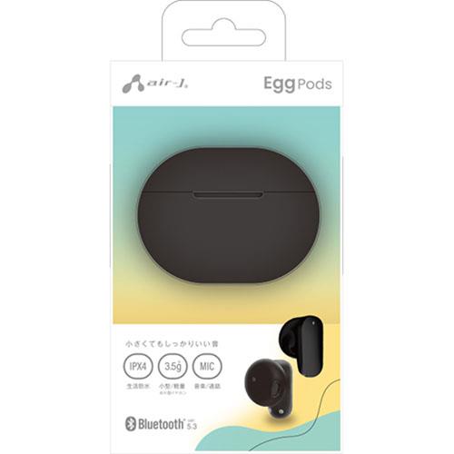 エアージェイ(air-j) ABT-AP8 BK ブラック BluetoothR 完全ワイヤレスイヤホン -Egg Pods-